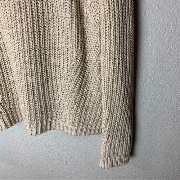 GAP cream color chunky knit warm cozy Sweater Sz L women’s boho like New neutral - Picture 5 of 9
